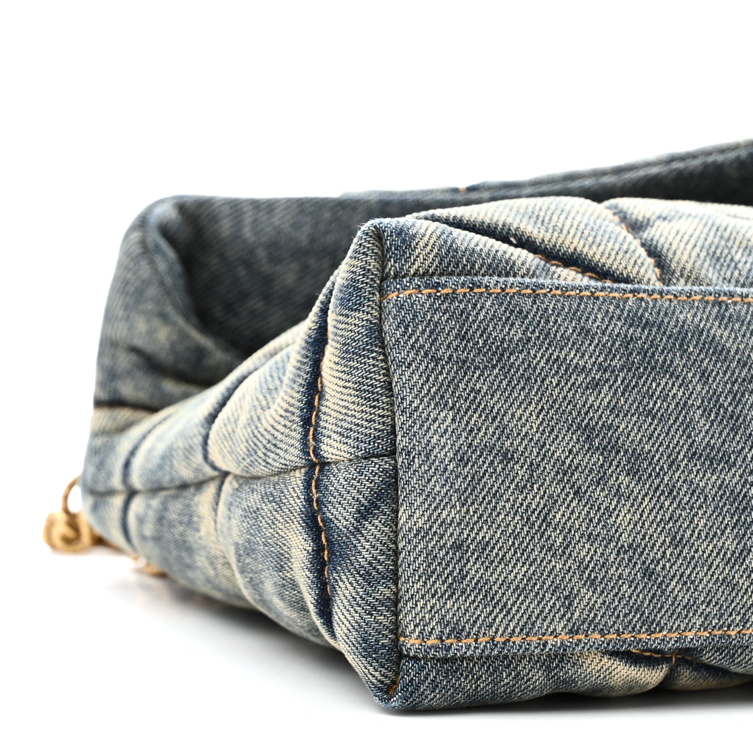 Saint Laurent Denim Quilted Toy Loulou Puffer Monogram Chain Satchel Blue Cinnamon 9 of 11