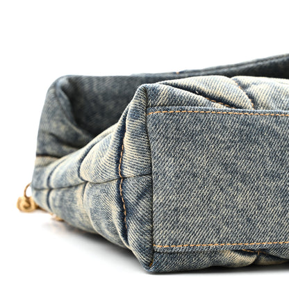 Saint Laurent Denim Quilted Toy Loulou Puffer Monogram Chain Satchel Blue Cinnamon 9 of 11