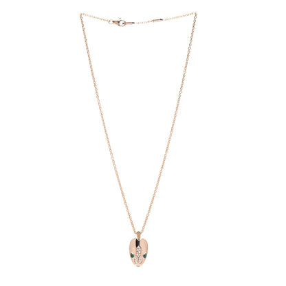Bulgari 18K Rose Gold Diamond Malachite Serpenti Seduttori Pendant Necklace 3 of 4