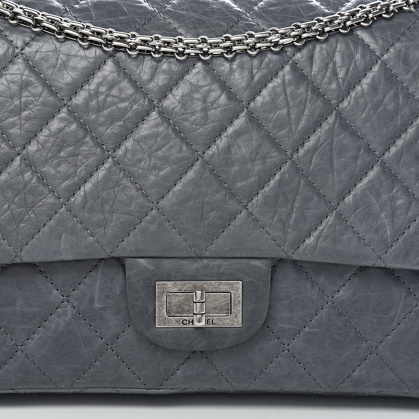 Aged Calfskin Quilted 50th Anniversary 2.55 Reissue 227 Flap Grey