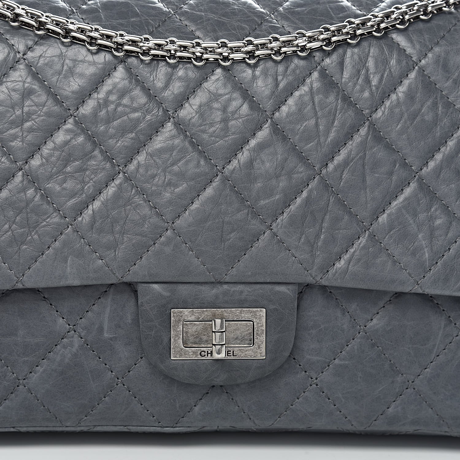 Chanel Aged Calfskin Quilted 50th Anniversary 2.55 Reissue 227 Flap Grey 12 of 13