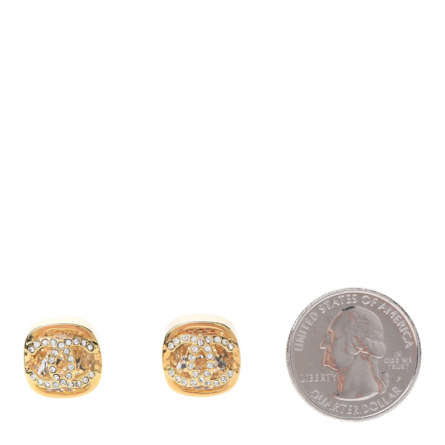 Crystal CC Square Earrings Gold