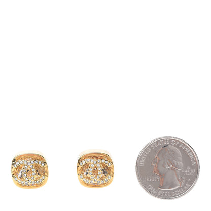 Chanel Crystal CC Square Earrings Gold 2 of 5