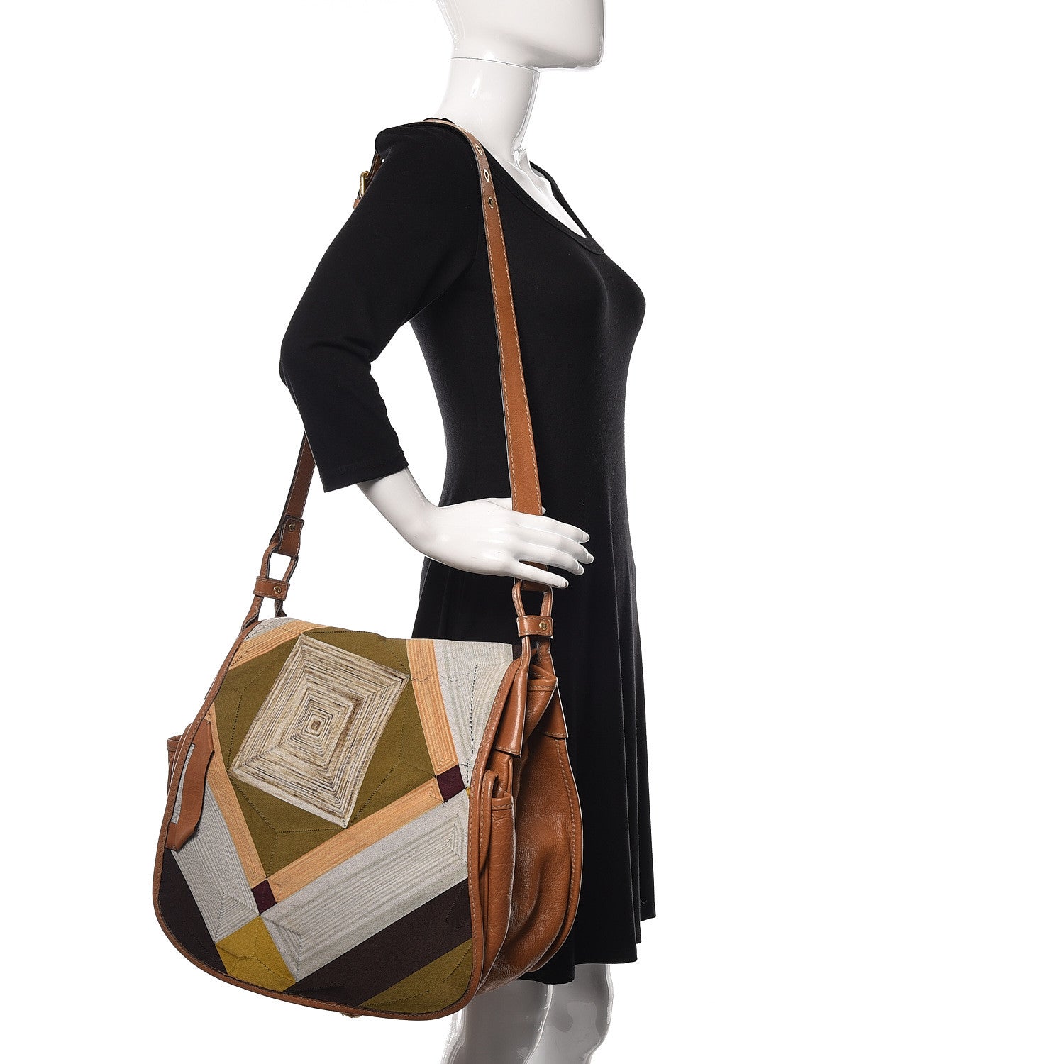 Fendi Glazed Calfskin Patchwork Large Messenger Bag Multicolor 2 of 12