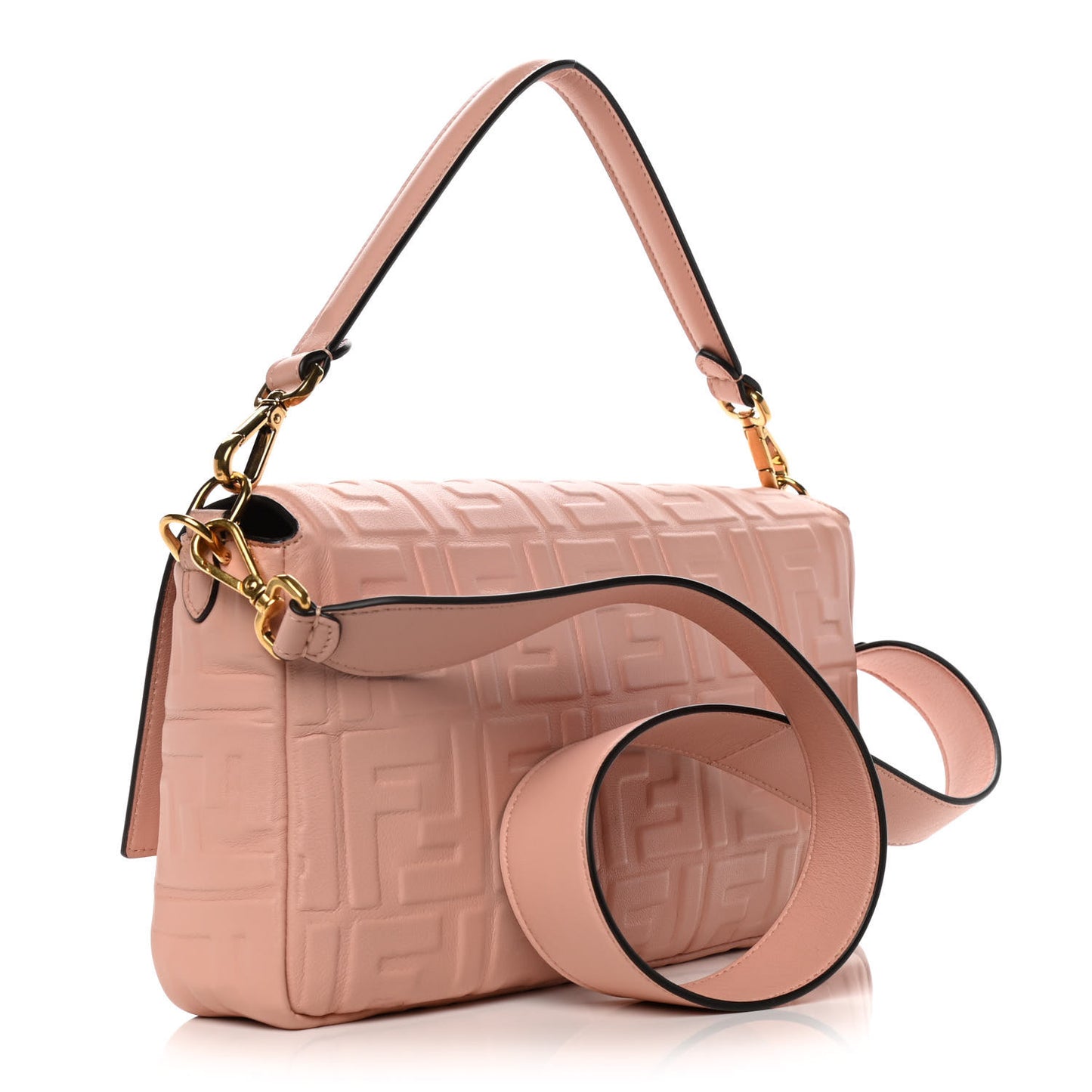 Nappa FF 1974 Embossed Large Baguette Rosa Bourbon