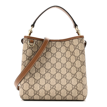 Gucci GG Supreme Monogram Emblem Small Shoulder Bag Beige Ebony Sundial 1 of 9