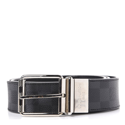 Louis Vuitton Damier Graphite Calfskin Belt 100 40 Black 1 of 4