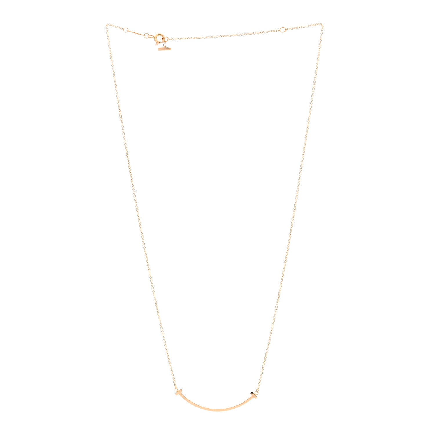Tiffany 18K Rose Gold Small T Smile Pendant Necklace 3 of 6