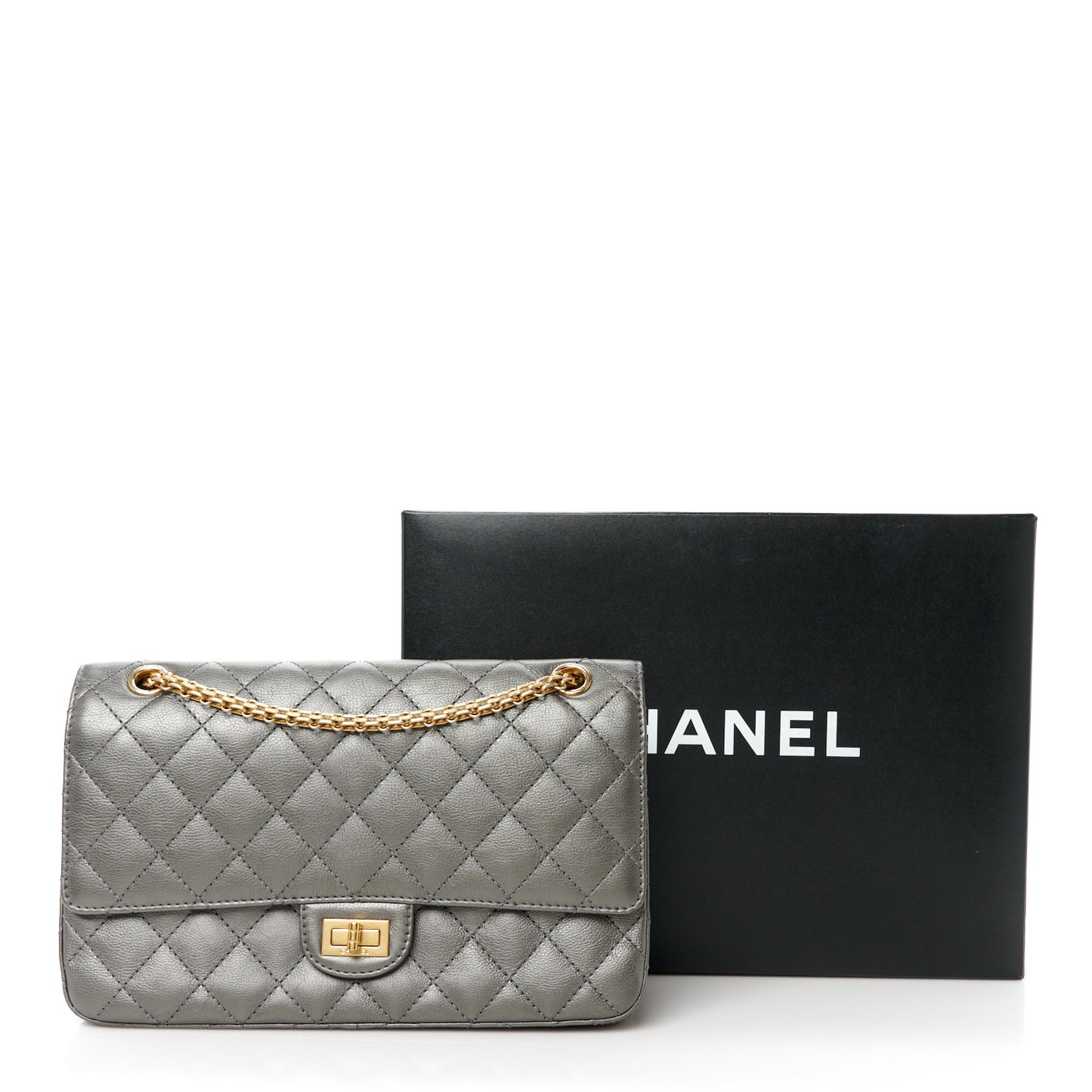 Metallic Calfskin Quilted 2.55 Reissue 226 Flap Charcoal