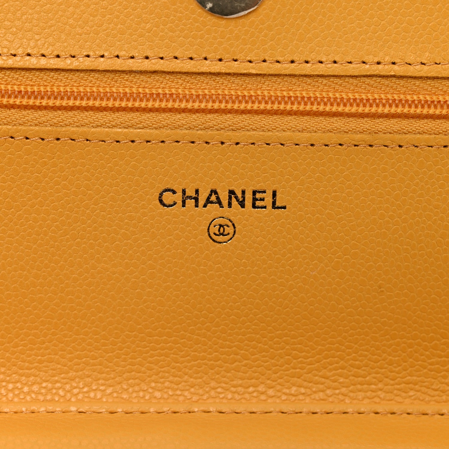 Chanel Caviar Quilted Wallet on Chain WOC Yellow 6 of 9