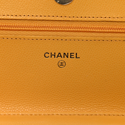Chanel Caviar Quilted Wallet on Chain WOC Yellow 6 of 9