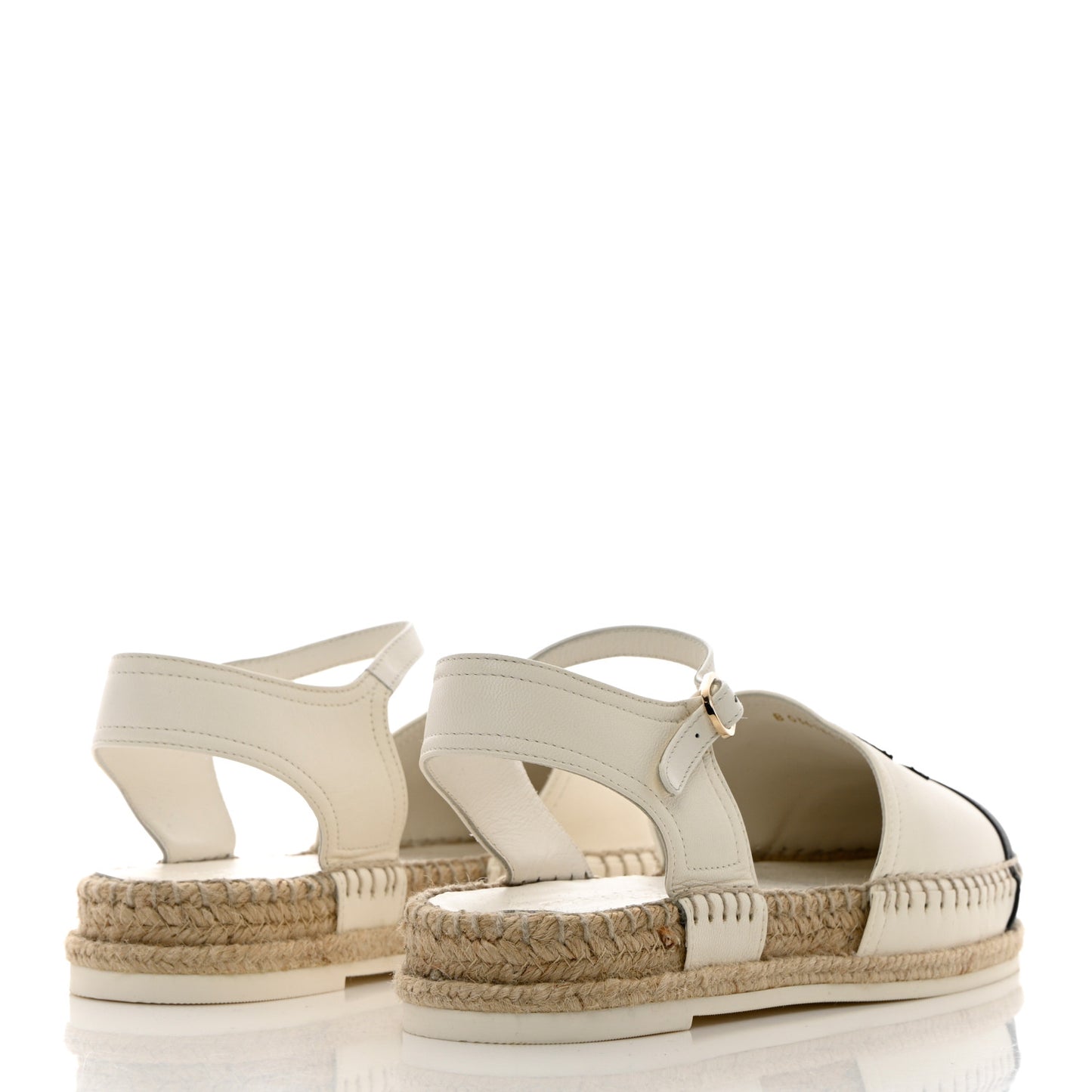 Lambskin Cap Toe CC Espadrille Sandals 38 White Black