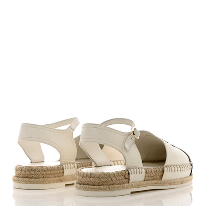 Chanel Lambskin Cap Toe CC Espadrille Sandals 38 White Black 4 of 11