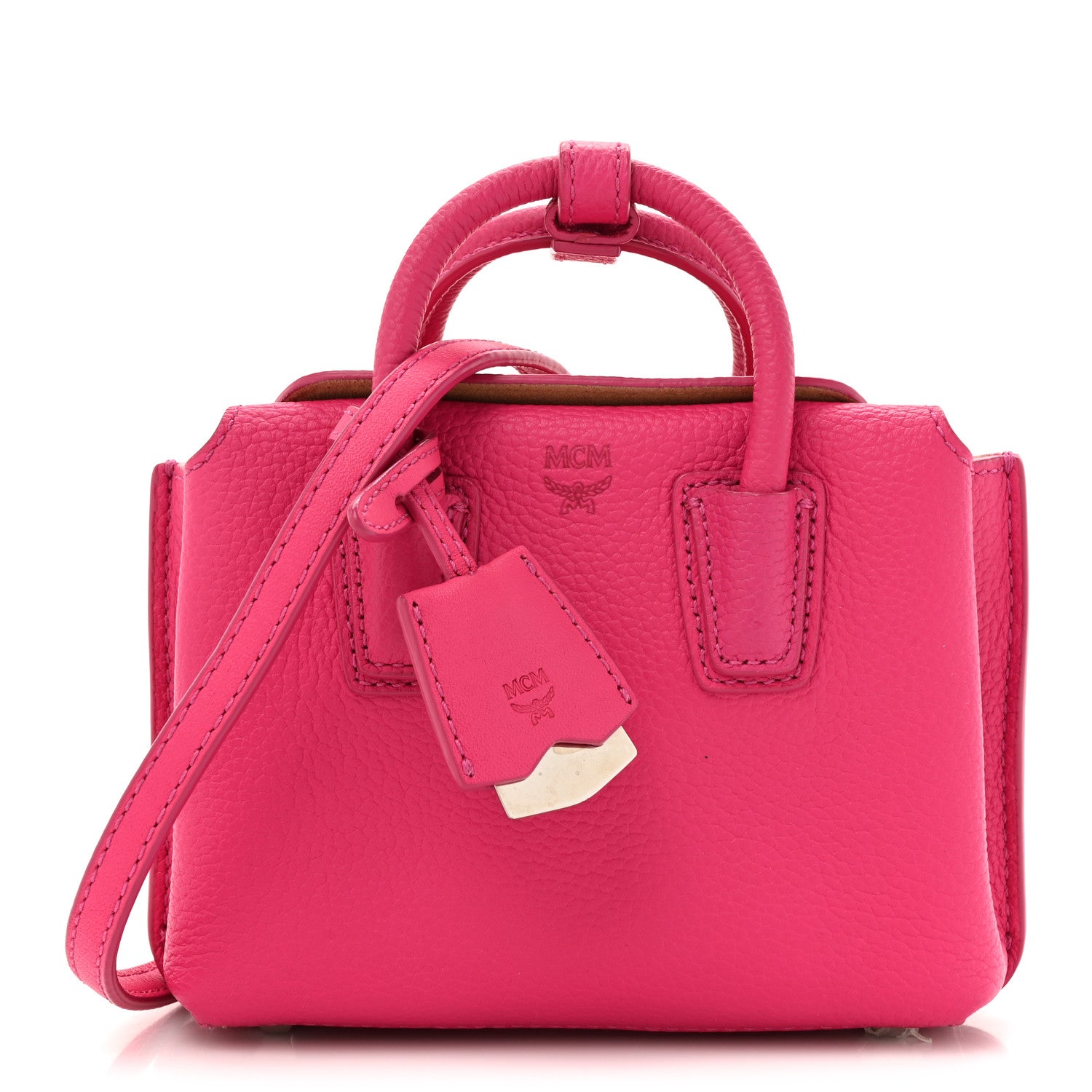 MCM Grained Calfskin X-Mini Milla Tote Beetroot Pink 1 of 10