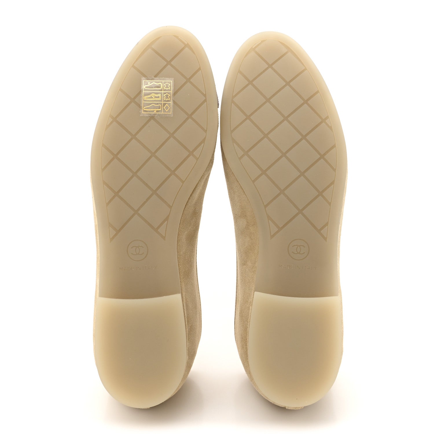Chanel Suede Cap Toe CC Ballerina Flats 36.5 Light Yellow Gray 6 of 9
