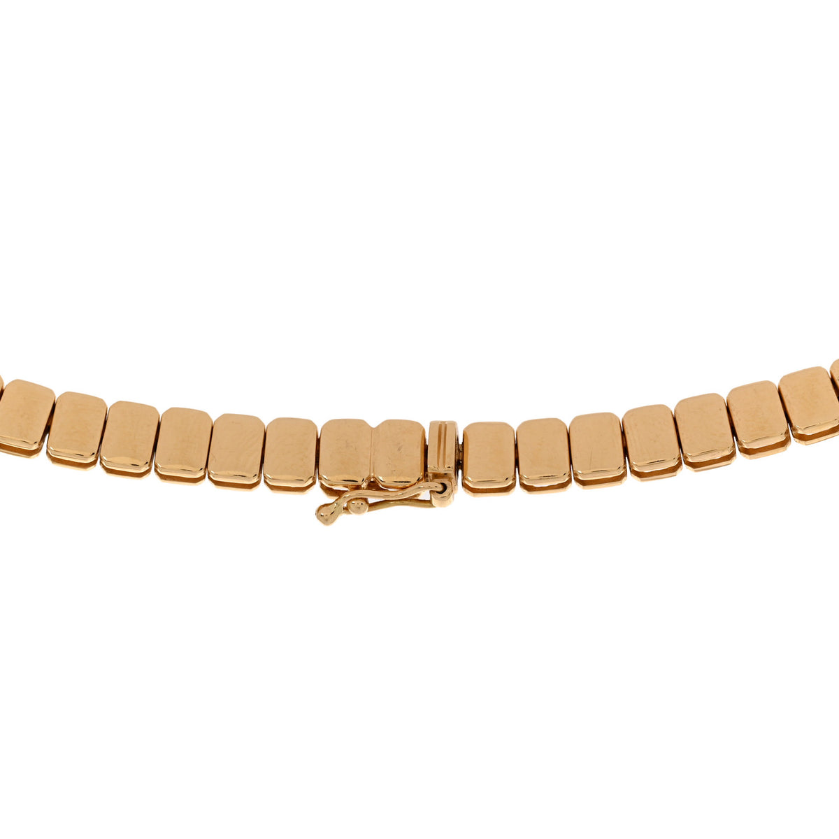 18K Yellow Gold Emerald Large Emerald Cut Bezel Choker Necklace