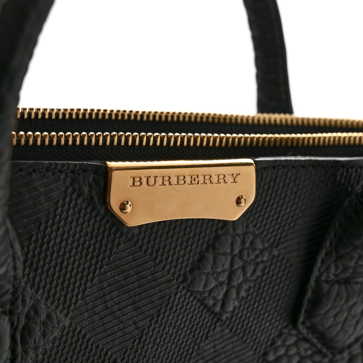 Burberry Heritage Grain Check Embossed Medium Dewsbury Tote Black 6 of 12