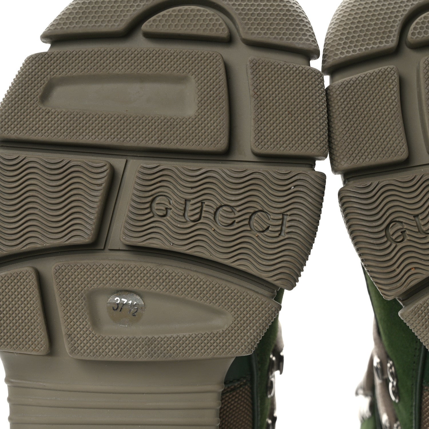 Gucci X SEGA Calfskin Suede Technical Canvas Womens Flashtrek High-Top Sneakers 37.5 Olive Green Ardesia 6 of 9