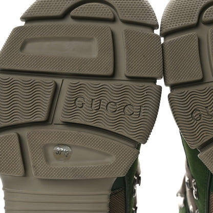 Gucci X SEGA Calfskin Suede Technical Canvas Womens Flashtrek High-Top Sneakers 37.5 Olive Green Ardesia 6 of 9
