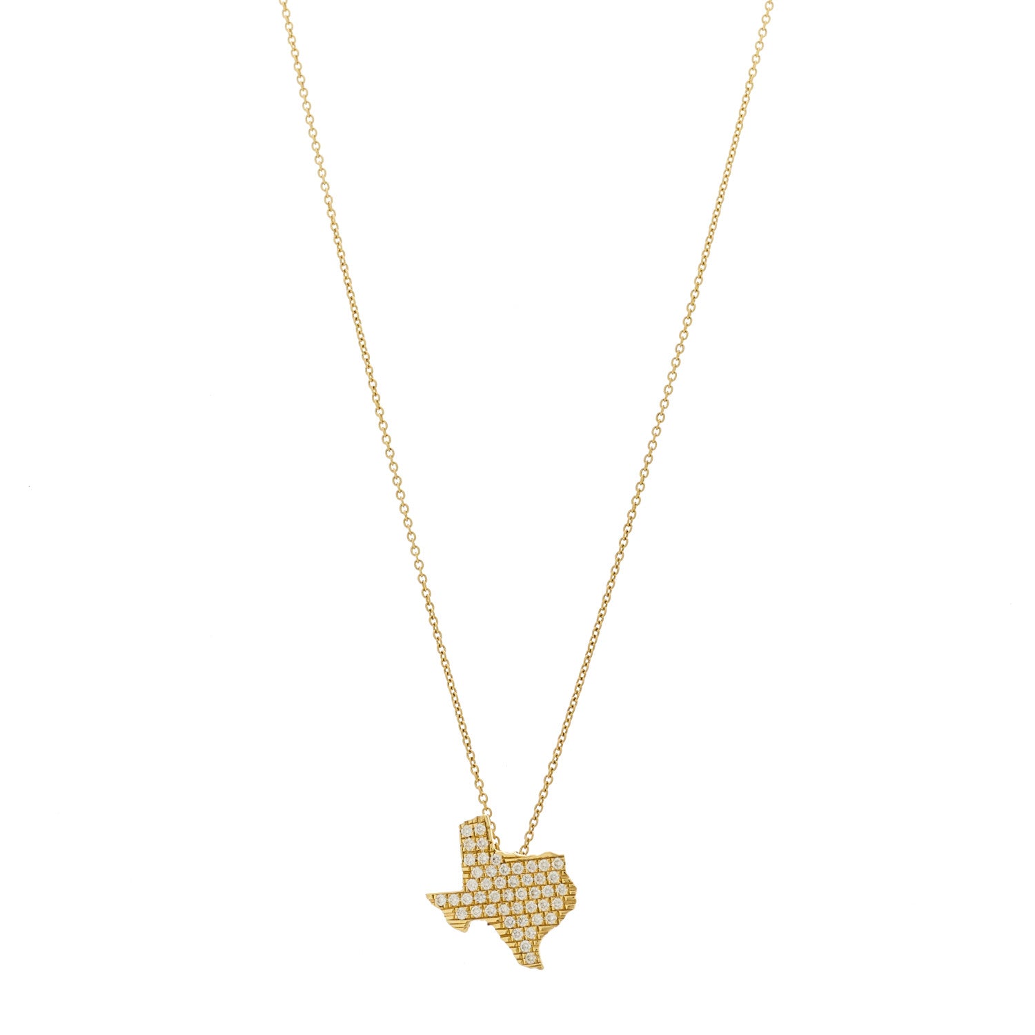Roberto Coin 18K Yellow Gold Diamond Tiny Treasures Texas State Necklace 1 of 6