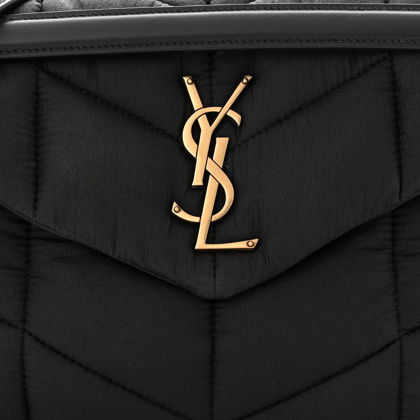 Nylon Quilted Small Loulou Puffer Monogram Chain Satchel Black