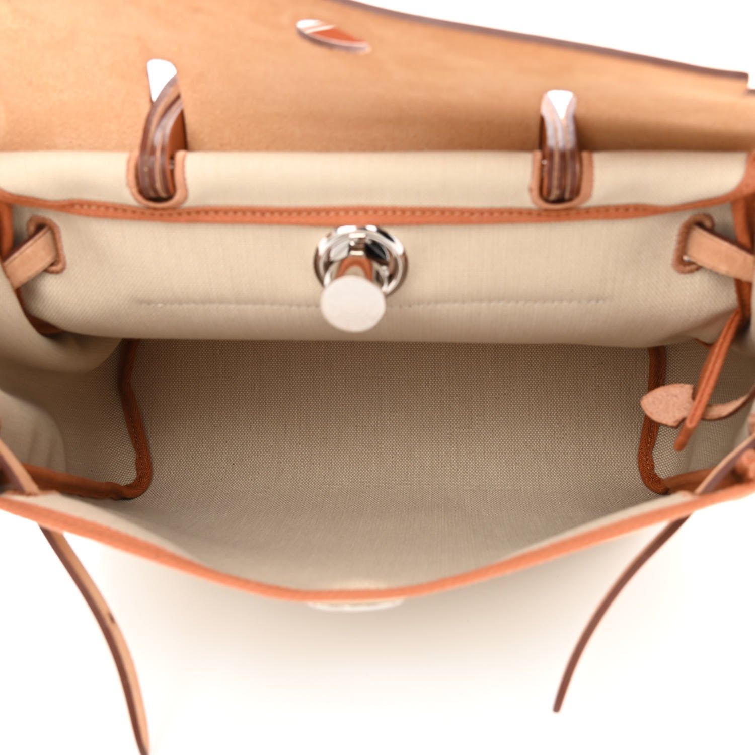 Hermes Military Toile Vache Hunter Herbag Zip Retourne 31 PM Beton Naturel 6 of 12