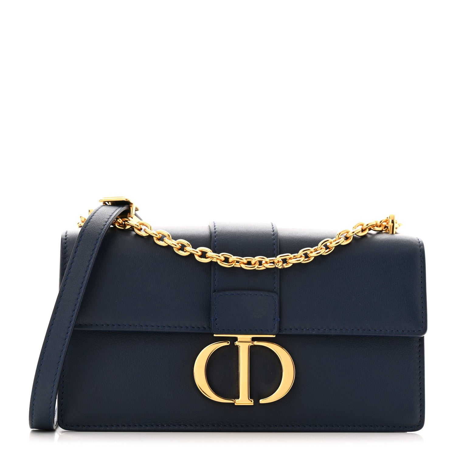 Christian Dior Calfskin 30 Montaigne East West Chain Flap Bag Blue 1 of 11