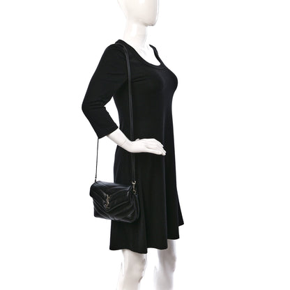 Saint Laurent Calfskin Y Quilted Monogram Toy Loulou Crossbody Bag Black 2 of 9