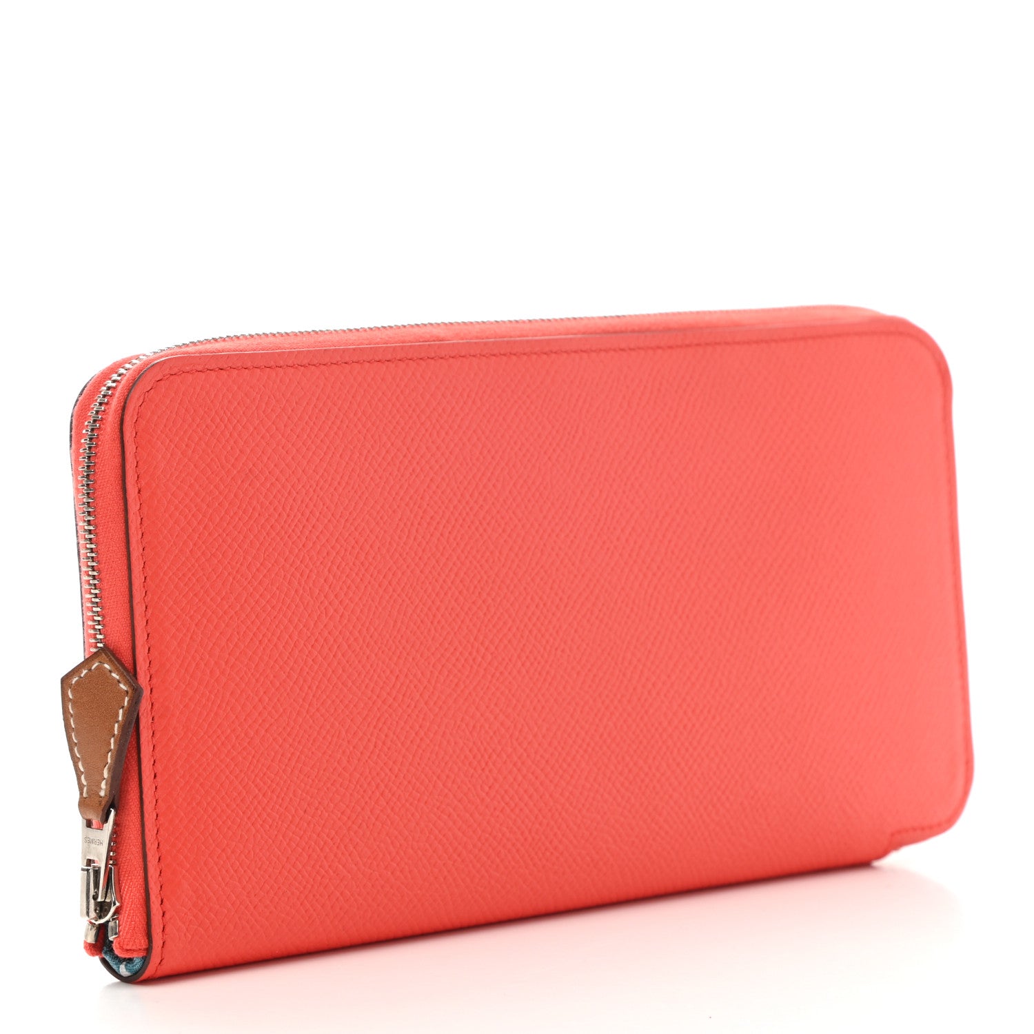 Hermes Epsom Silk'in Wallet Orange Poppy Bleu Saint Cyr 3 of 7