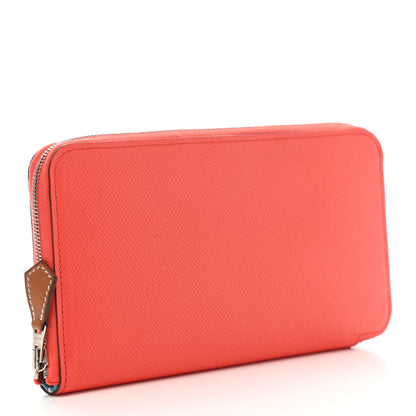 Hermes Epsom Silk'in Wallet Orange Poppy Bleu Saint Cyr 3 of 7