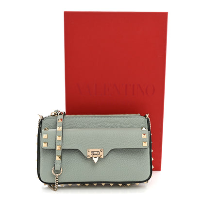 Valentino Garavani Grainy Calfskin Rockstud Crossbody Bag Water Green 11 of 11