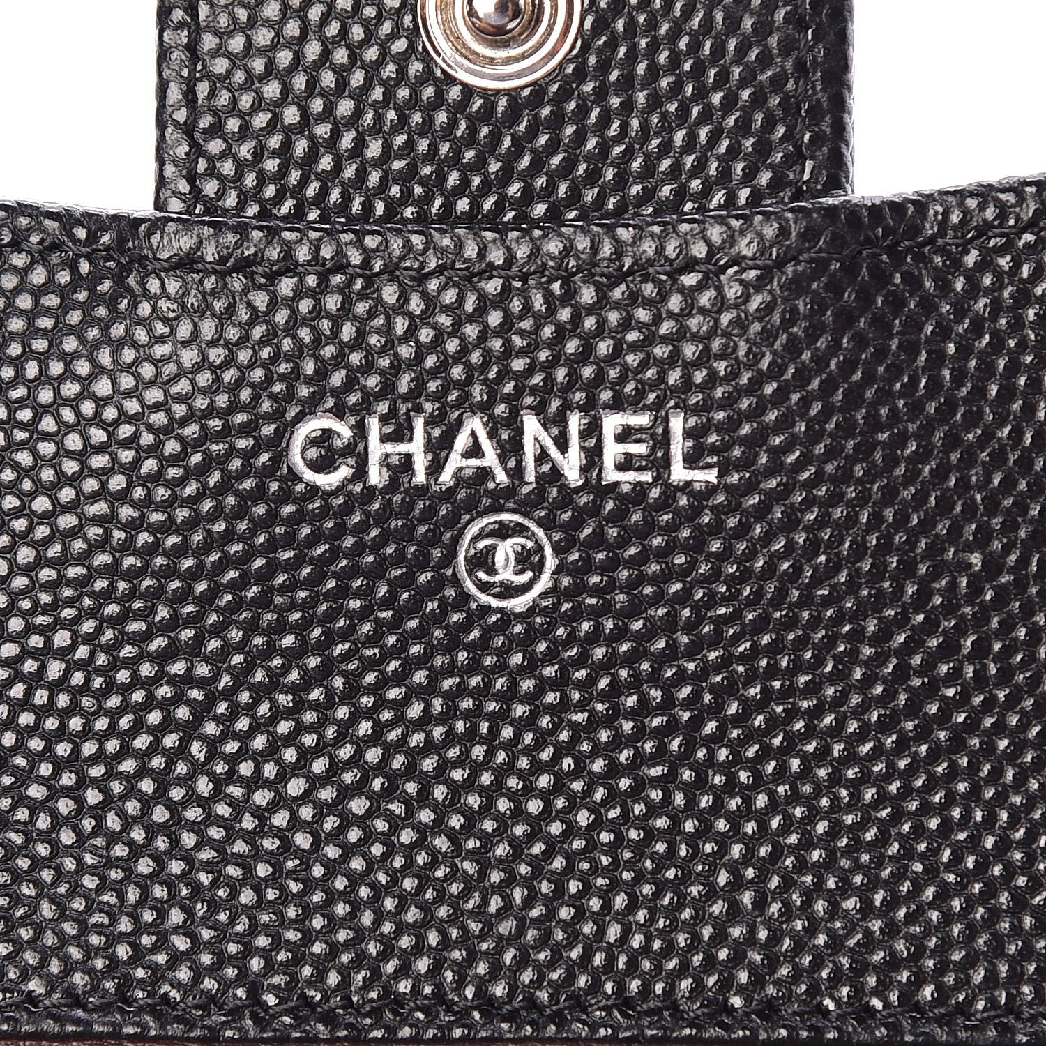 Chanel Caviar Chevron Quilted Compact Flap Wallet Black 6 of 9