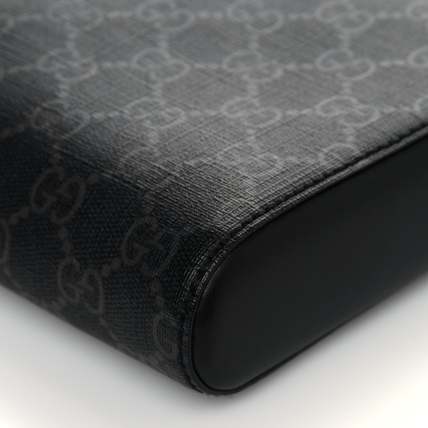 Gucci GG Supreme Monogram Appia Calfskin Web Flat Messenger Bag Black Grey 12 of 12