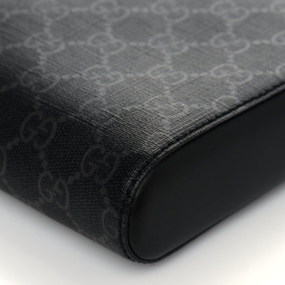 Gucci GG Supreme Monogram Appia Calfskin Web Flat Messenger Bag Black Grey 12 of 12