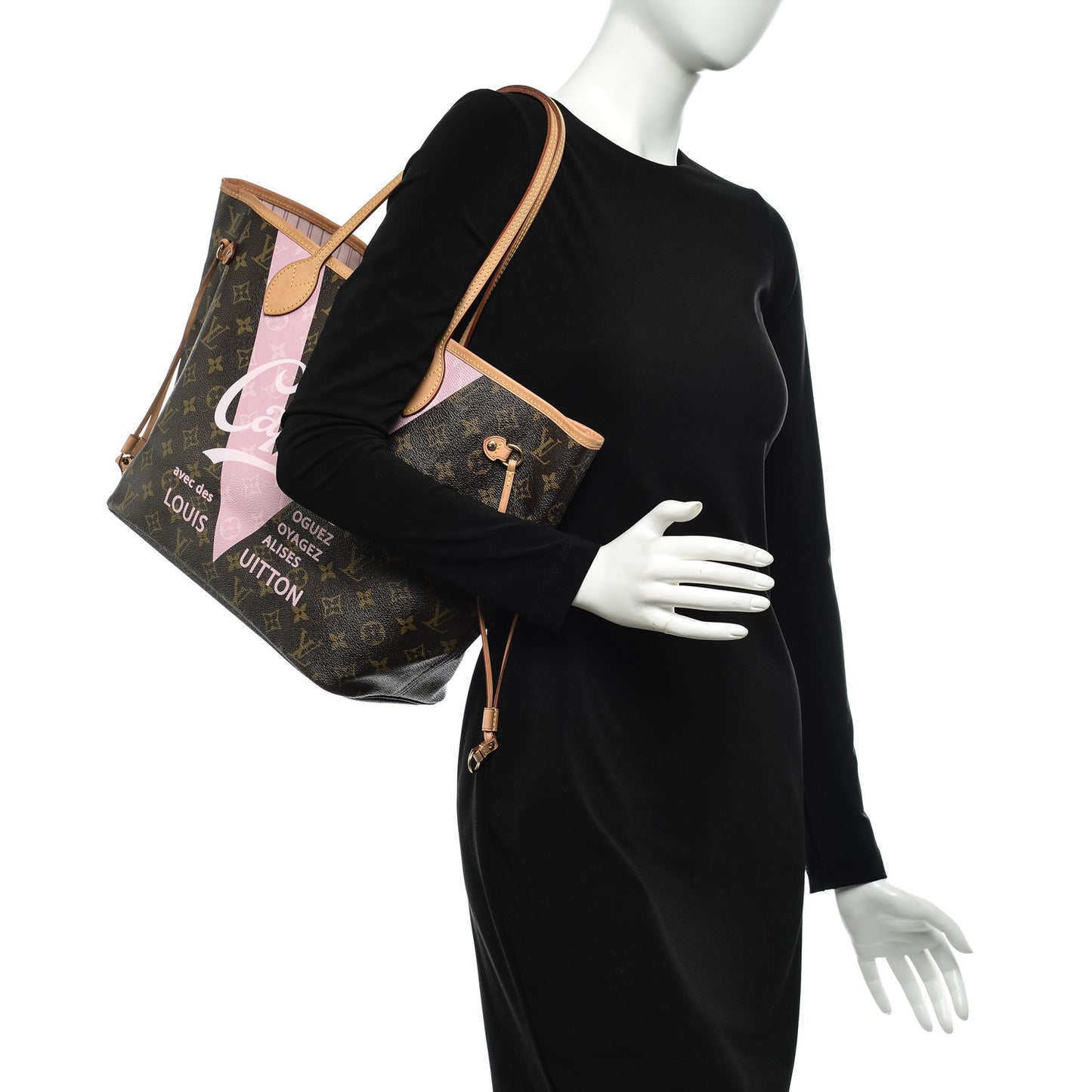 Monogram Capri V Neverfull MM Rose Ballerine