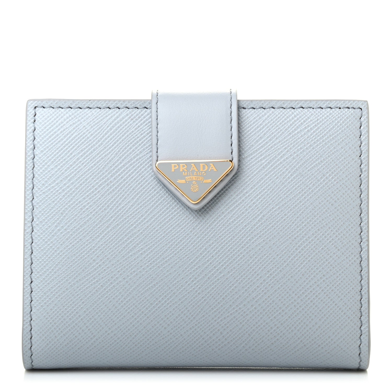 Prada Saffiano Tab Small Triangle Wallet Fiordaliso 1 of 7