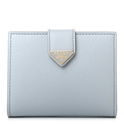Prada Saffiano Tab Small Triangle Wallet Fiordaliso 1 of 7