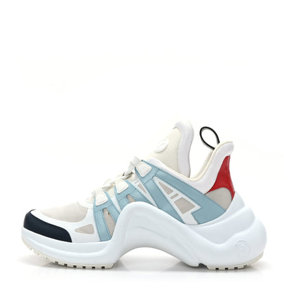 Louis Vuitton Calfskin Technical Nylon LV Archlight Sneakers 41 White Blue Gris 1 of 6