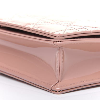 Christian Dior Patent Cannage Lady Dior Convertible Clutch Rose Des Vents 13 of 14