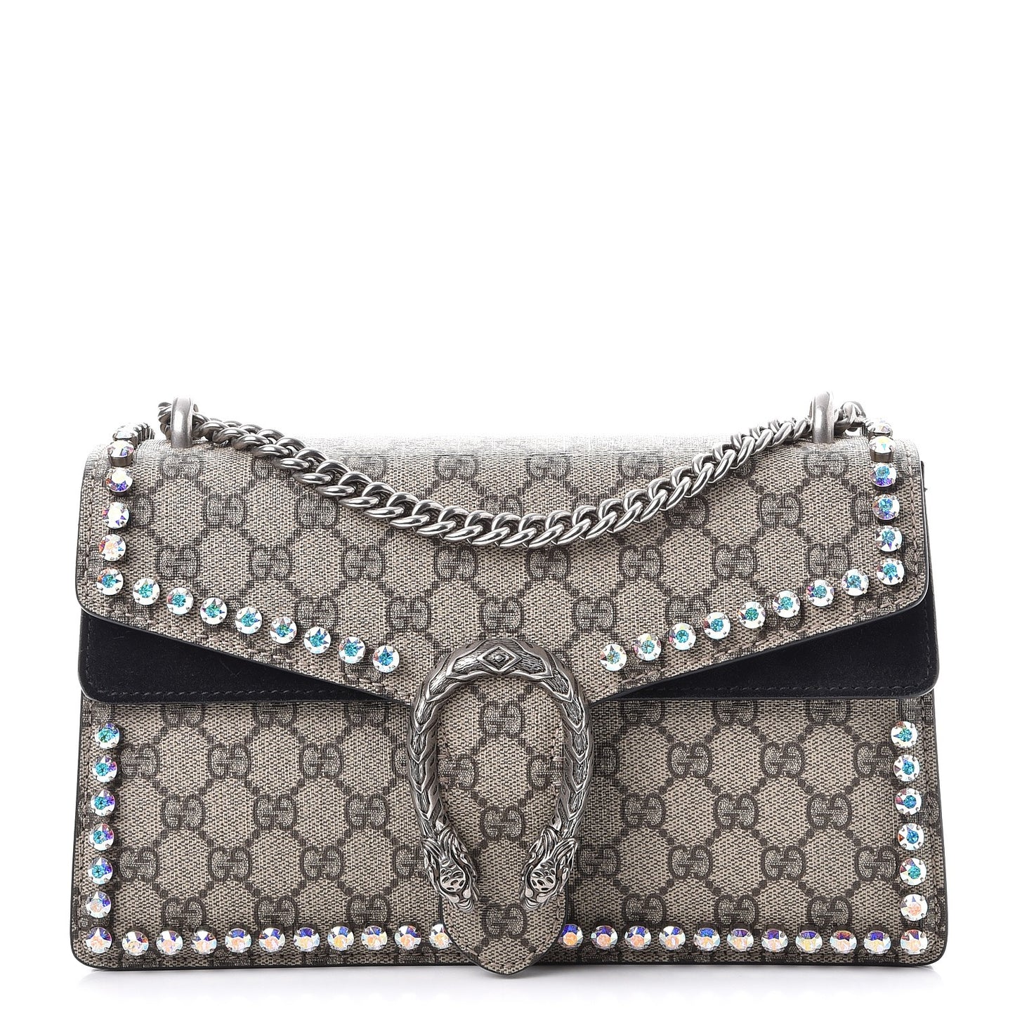 GG Supreme Monogram Crystal Small Dionysus Shoulder Bag Black
