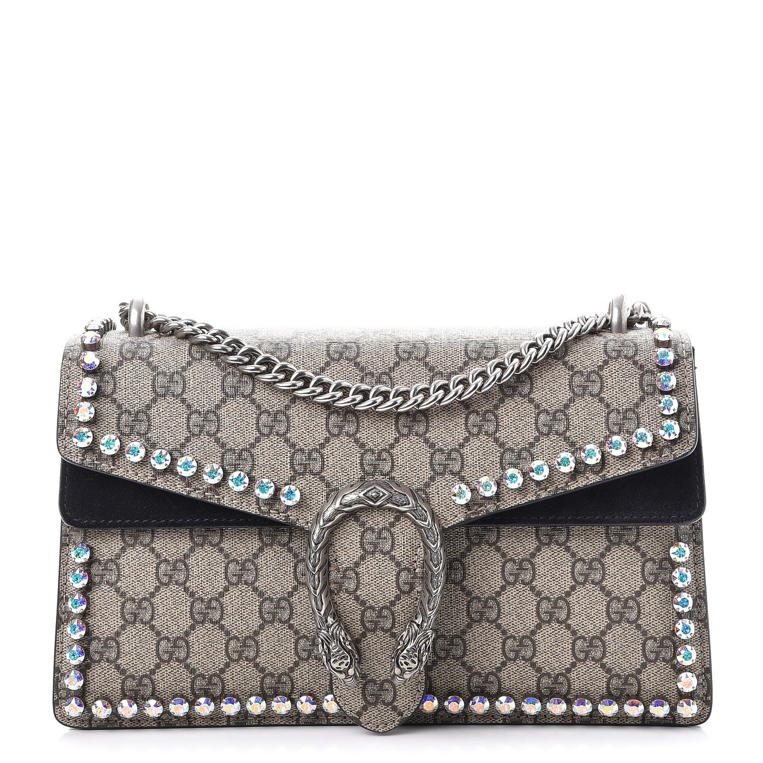 Gucci GG Supreme Monogram Crystal Small Dionysus Shoulder Bag Black 1 of 9
