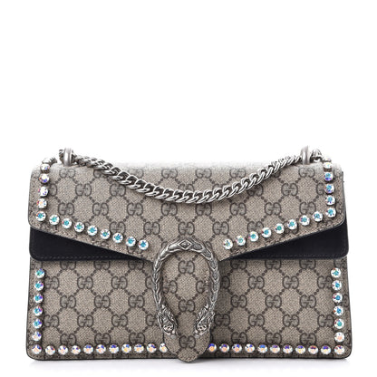 Gucci GG Supreme Monogram Crystal Small Dionysus Shoulder Bag Black 1 of 9