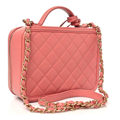Chanel Caviar Quilted Medium CC Filigree Vanity Case Pink 3 of 11