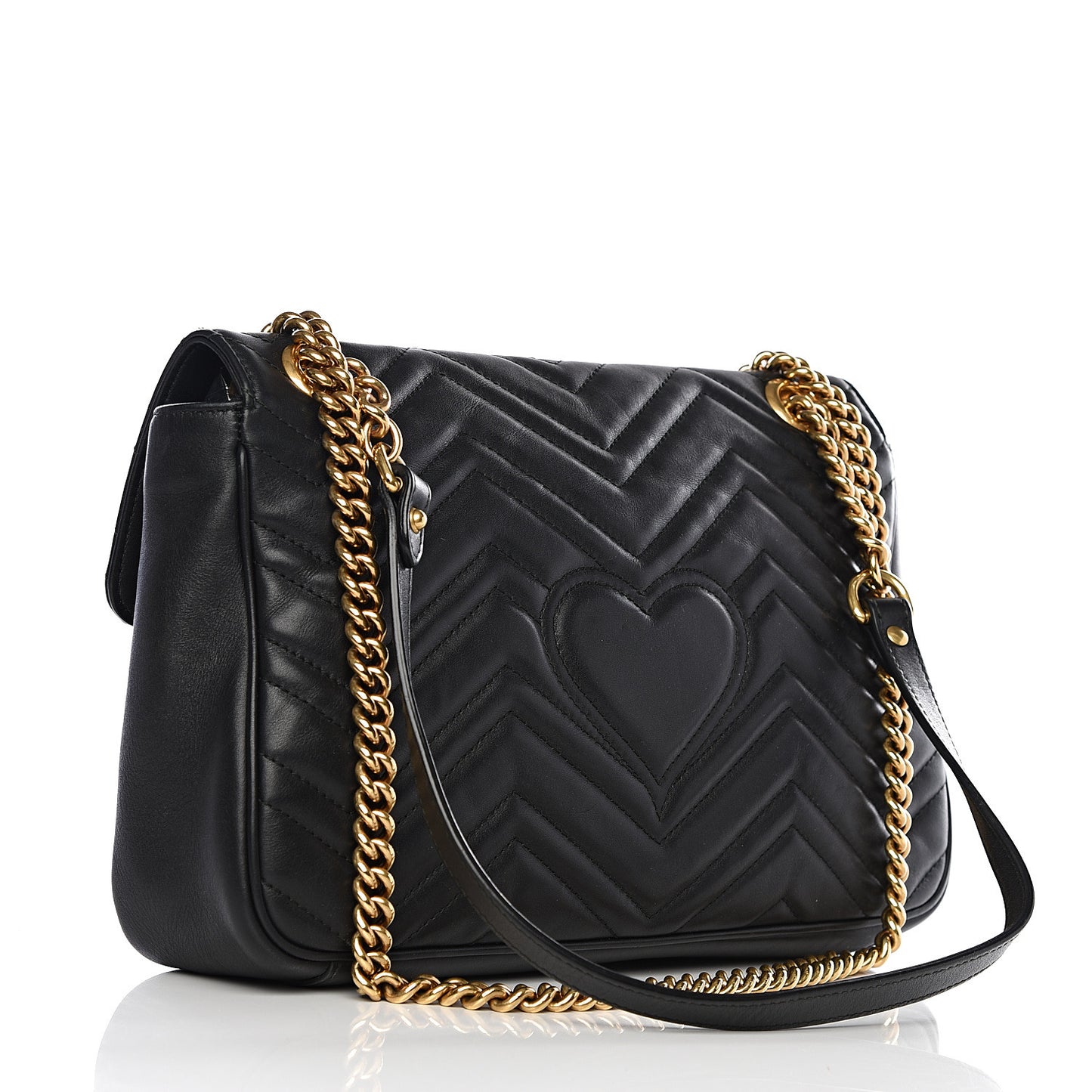 Calfskin Matelasse Medium GG Marmont Shoulder Bag Black