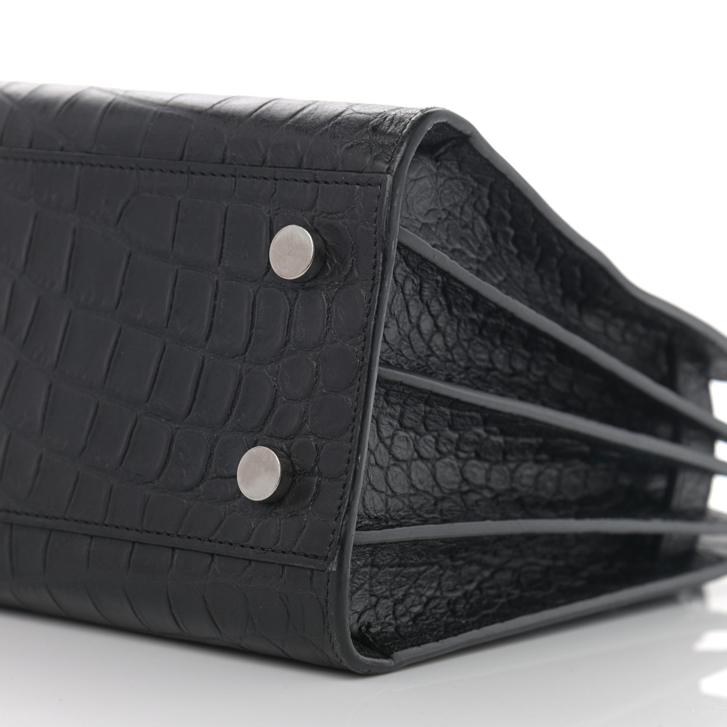 Calfskin Crocodile Embossed Baby Sac De Jour Black