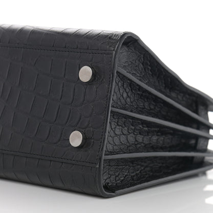 Saint Laurent Calfskin Crocodile Embossed Baby Sac De Jour Black 9 of 13