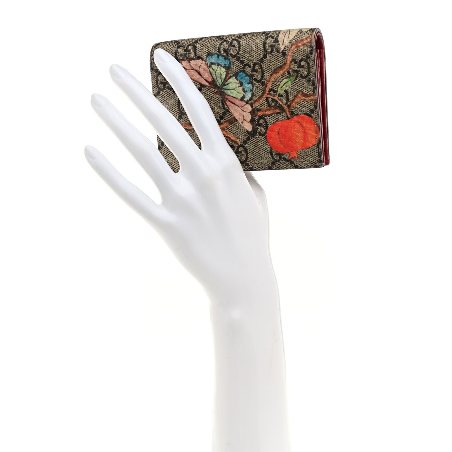 GG Supreme Monogram Tian Card Case Beige Multicolor Red