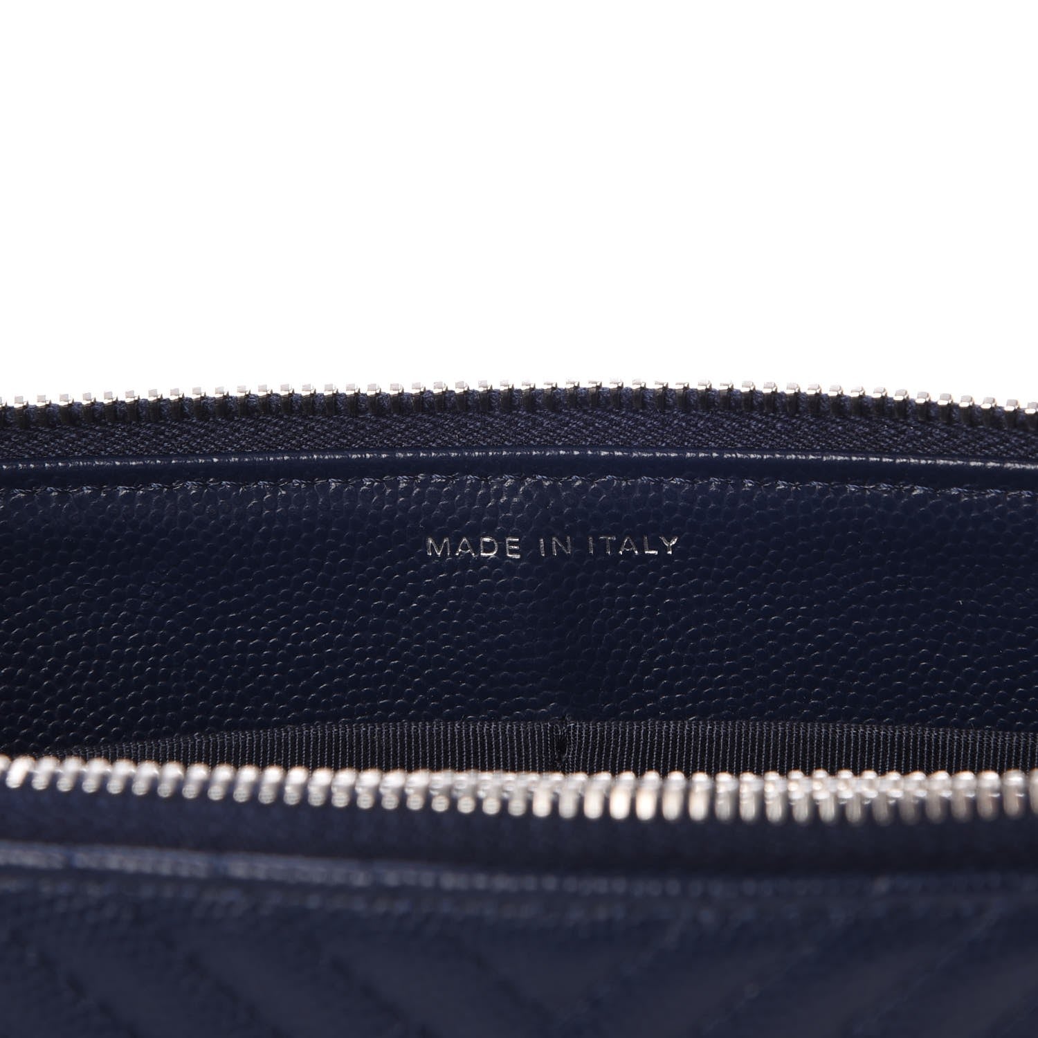 Chanel Caviar Chevron Quilted Large Zipped Clutch Navy 7 of 9