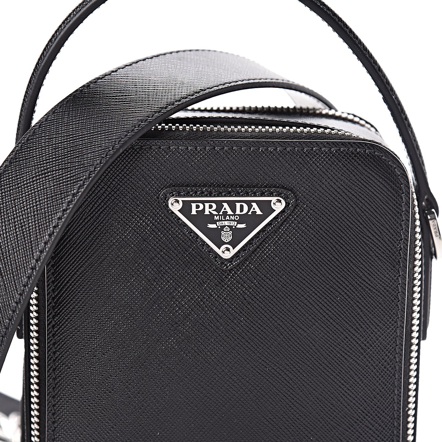 Saffiano Travel Brique Crossbody Messenger Bag Black