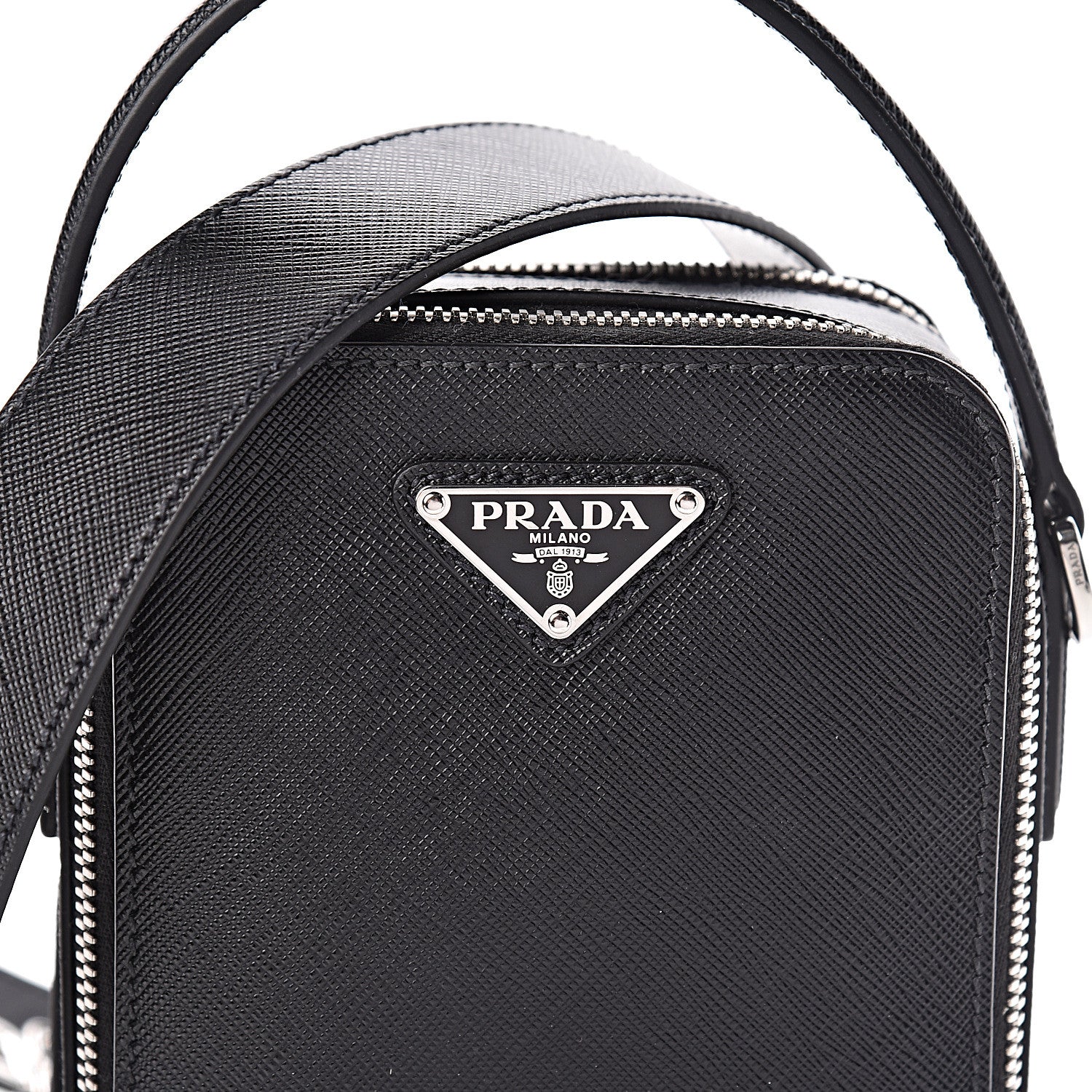 Prada Saffiano Travel Brique Crossbody Messenger Bag Black 9 of 11